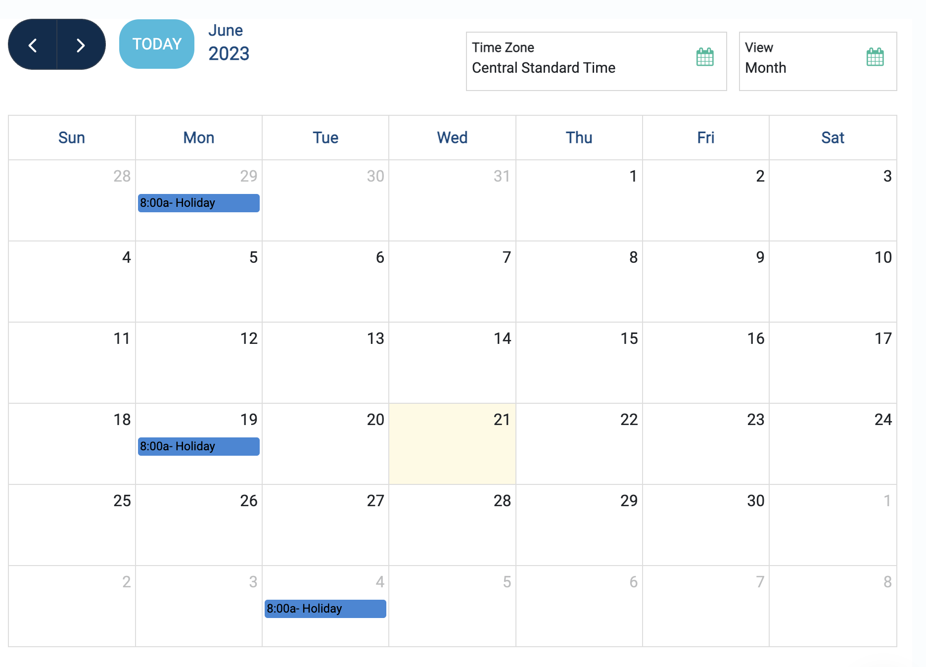 Screenshot of Flexbooker calendar page with multiple blocks